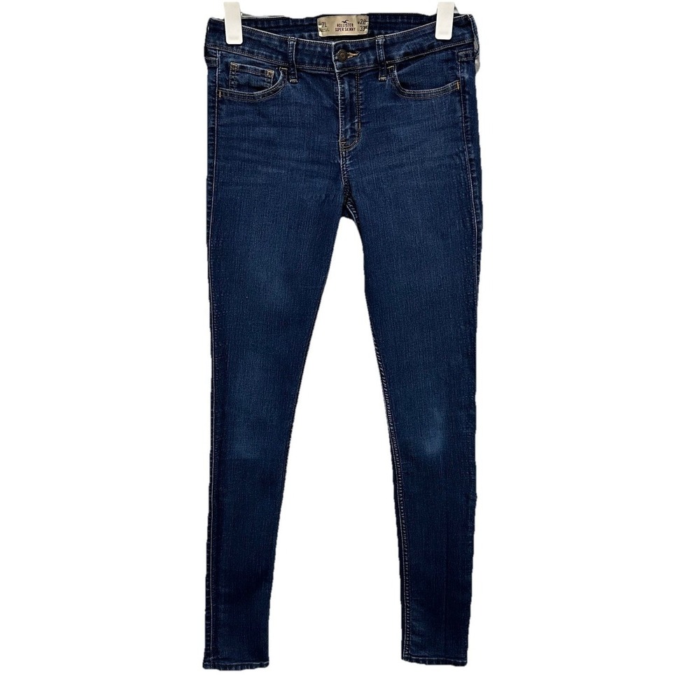 Hollister Jeans Womens Sz 7L 28x33 Blue Denim Stretch High Rise Super Skinny Leg